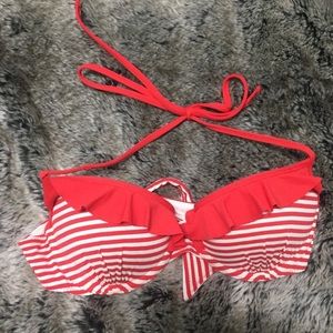 A&F Nautical Red and White Push Up Bikini Top